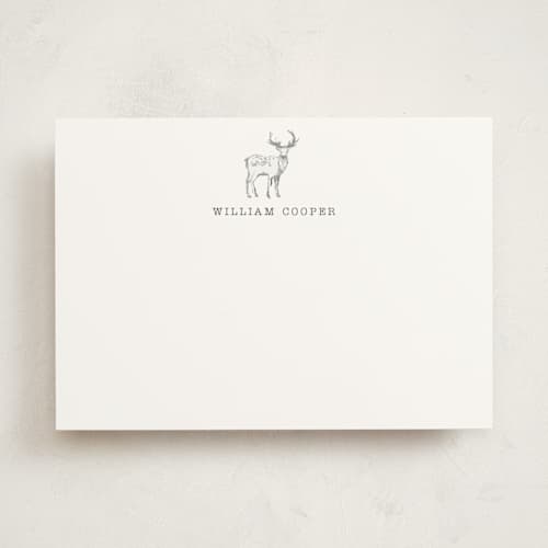 This is a ink personalized stationery thank you cards with standard by Teju Reval called deer printing on signature in 5x7