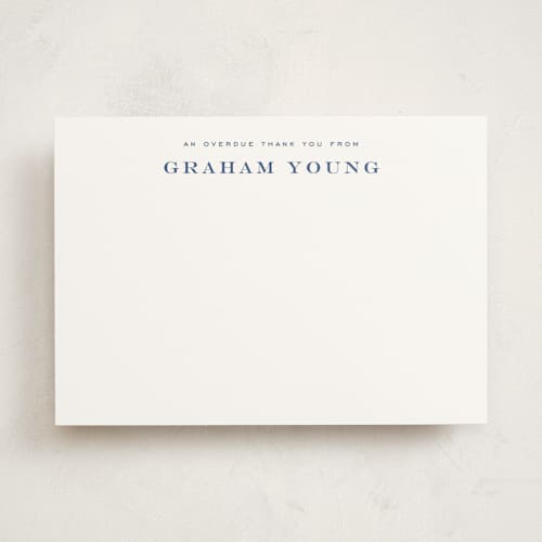 This is a sky personalized stationery thank you cards with standard by Sara Hicks Malone called overdue printing on signature in 5x7