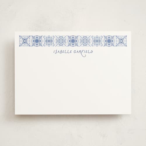 This is a sea personalized stationery thank you cards with standard by Laura Bolter called santorini tiles printing on signature in 5x7