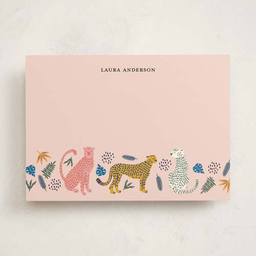 This is a flamingo personalized stationery thank you cards with standard by iamtanya called sweet tropical printing on signature in 5x7