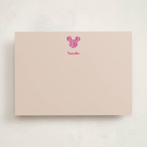 This is a blush personalized stationery thank you cards with standard by CDesignbychen called disney's mickey mouse shimmer printing on signature in 5x7