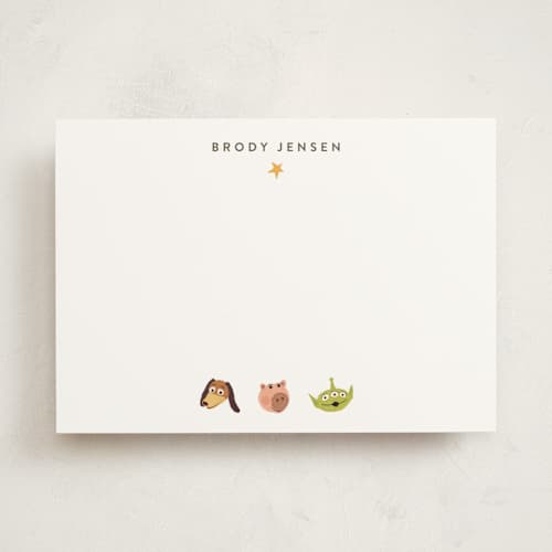 This is a cloud personalized stationery thank you cards with standard by Dani Lugato called pixar's toy story toys printing on signature in 5x7