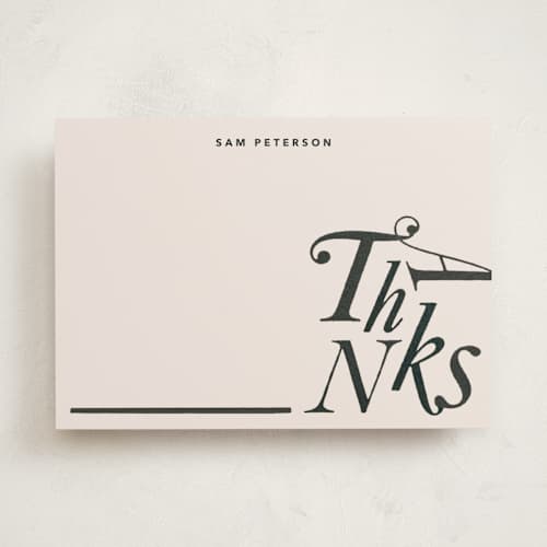 This is a coal personalized stationery thank you cards with standard by Sumak Studio called thanks printing on signature in 5x7