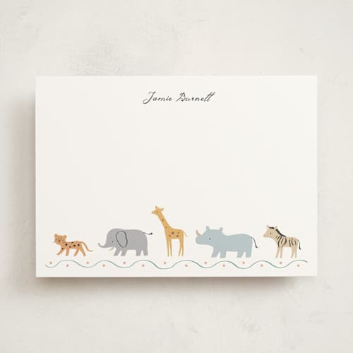 This is a jungle personalized stationery thank you cards with standard by Cubeely Paris called little safari adventure printing on signature in 5x7