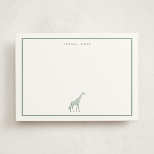 This is a palm personalized stationery thank you cards with standard by Jenna Holcomb called safari giraffe printing on signature in 5x7
