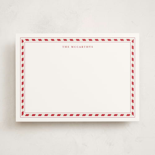 This is a candy cane personalized stationery thank you cards with standard by Alston Foster called sweet peppermint frame printing on signature in 5x7