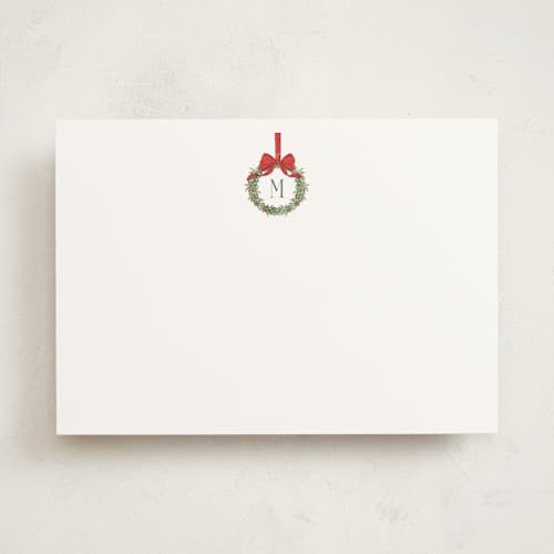 This is a wreath personalized stationery thank you cards with standard by Petra Kern called winter monogram printing on signature in 5x7