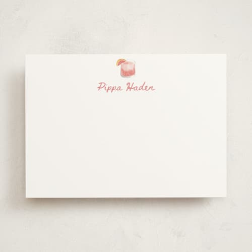 This is a grapefruit personalized stationery thank you cards with standard by Baumbirdy called paloma printing on signature in 5x7