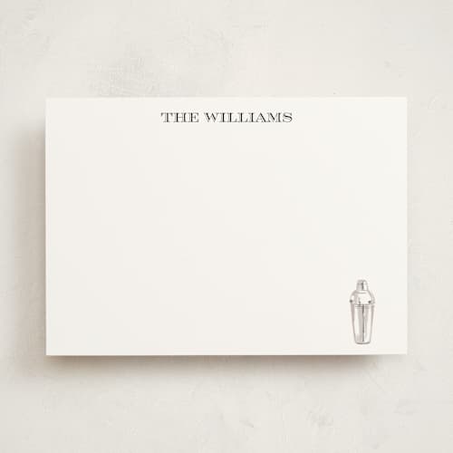 This is a coal personalized stationery thank you cards with standard by Baumbirdy called cocktail shaker printing on signature in 5x7