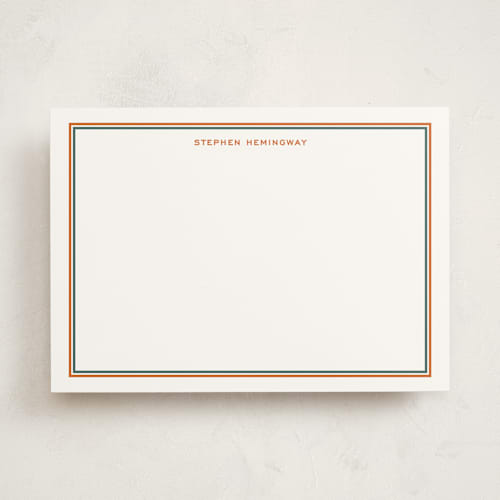 This is a burnt orange personalized stationery thank you cards with standard by Megan Davis called boulevard printing on signature in 5x7