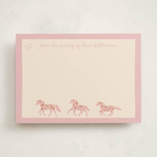 This is a cotton candy personalized stationery thank you cards with standard by Jenna Holcomb called pink pony club printing on signature in 5x7