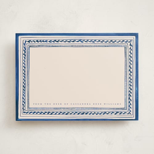 This is a powder personalized stationery thank you cards with standard by Teju Reval called vintage border printing on signature in 5x7