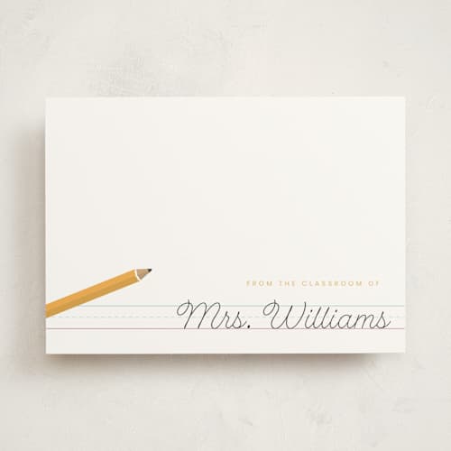 This is a sunflower personalized stationery thank you cards with standard by Poised Avenue called classroom notes printing on signature in 5x7