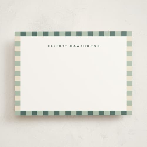 This is a pistachio personalized stationery thank you cards with standard by Olivia Raufman called refined stripe printing on signature in 5x7