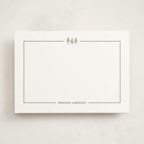 This is a ponderosa personalized stationery thank you cards with standard by Townsend Majors called three pines printing on signature in 5x7