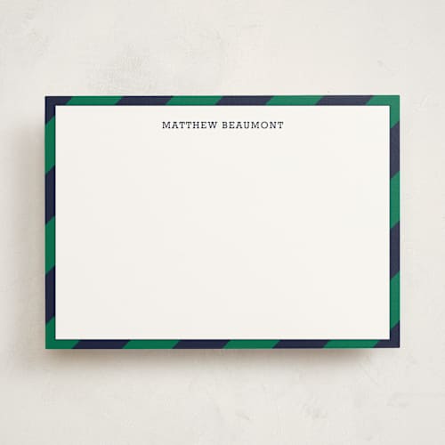This is a emerald green personalized stationery thank you cards with standard by Seth Caskey called wide stripe nautical printing on signature in 5x7