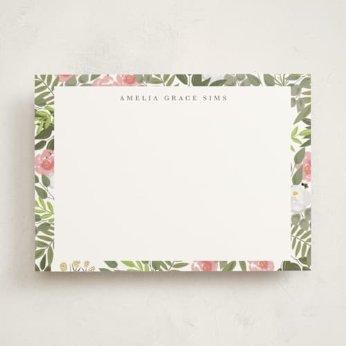 This is a petal personalized stationery thank you cards with standard by Elizabeth Bishop called amelia printing on signature in 5x7