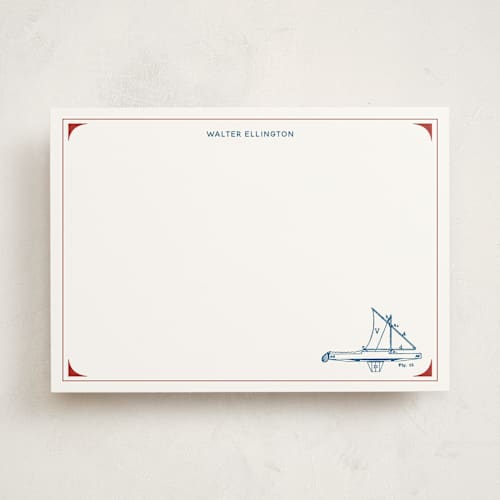 This is a cherry personalized stationery thank you cards with standard by Chris Ferebee called sail away printing on signature in 5x7