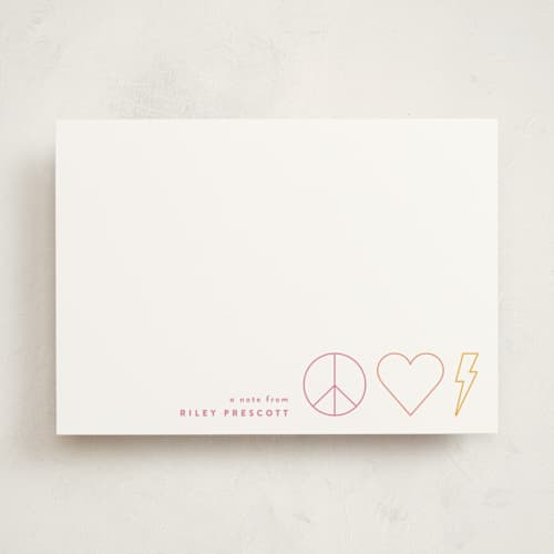 This is a fairy personalized stationery thank you cards with standard by Alexandra Cohn called peace and love printing on signature in 5x7