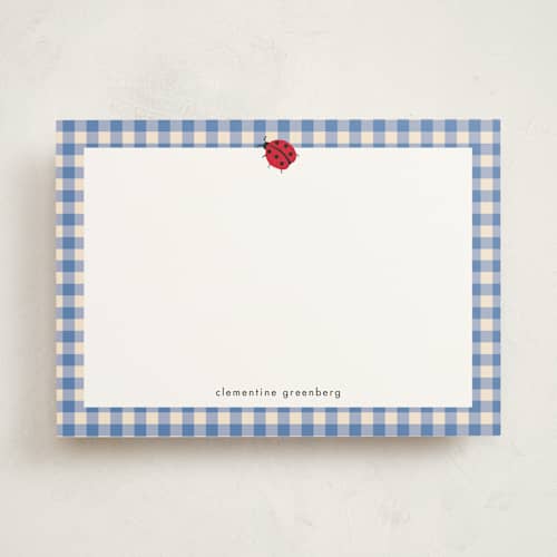 This is a sky personalized stationery thank you cards with standard by Jennifer Lew called ladybug picnic printing on signature in 5x7
