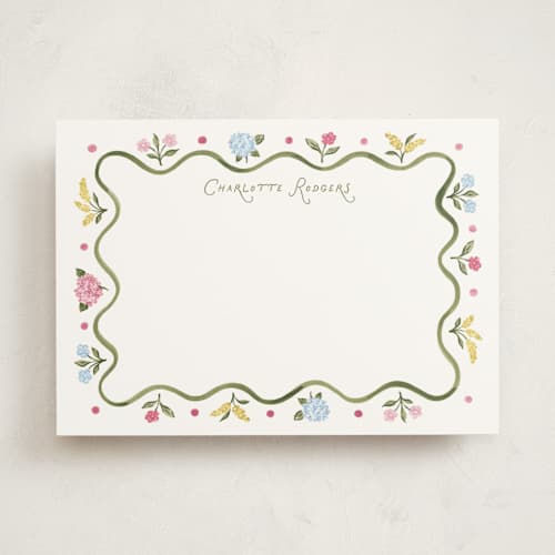 This is a basil personalized stationery thank you cards with standard by Sarah Knight called bloom printing on signature in 5x7