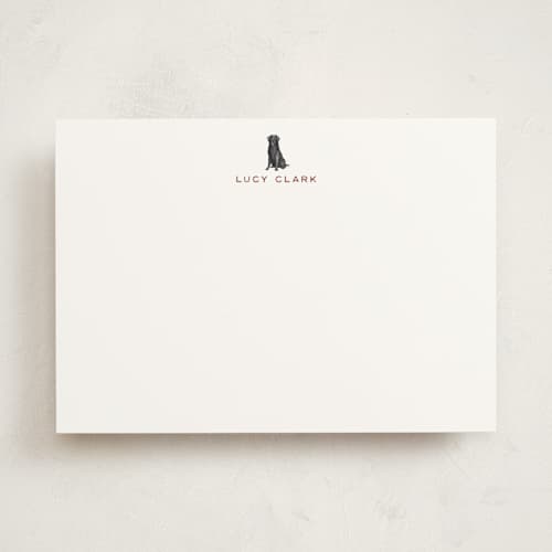 This is a bordeaux personalized stationery thank you cards with standard by Sarah Knight called black labrador printing on signature in 5x7