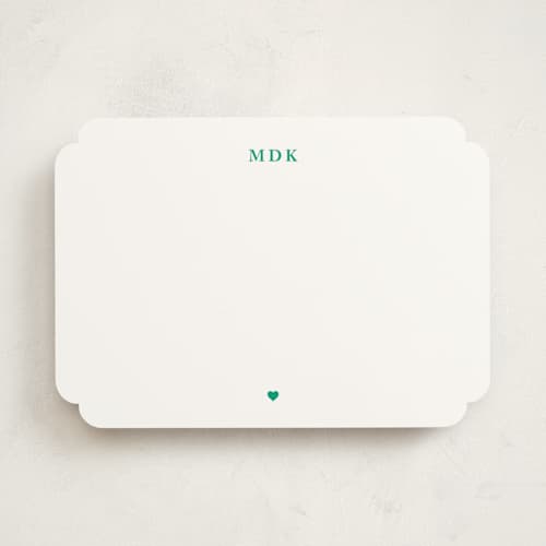 This is a grass personalized stationery thank you cards with standard by mo kelley called a little heart printing on signature in 5x7