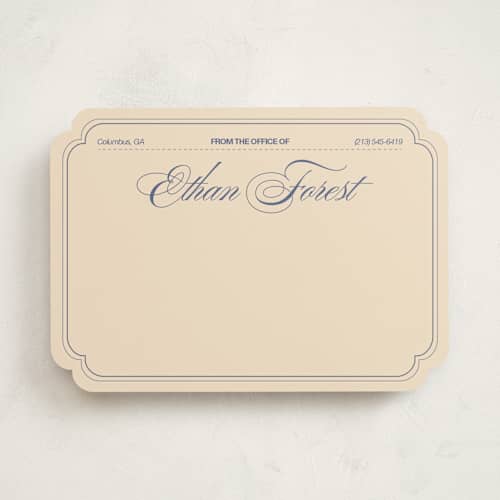 This is a cream personalized stationery thank you cards with standard by Abby Fabrizio called from the office vintage printing on signature in 5x7