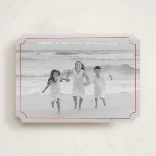 This is a cranberry holiday photo cards with standard by Ellen Schlegelmilch called sweetly framed printing on recycled smooth signature in standard