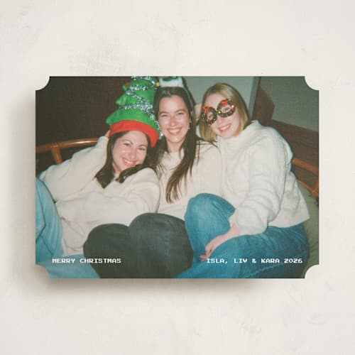 This is a snow holiday photo cards with standard by Lea Delaveris called vhs printing on recycled smooth signature in standard