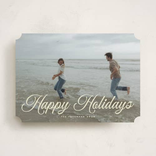 This is a buttercream holiday photo cards with standard by Nicole Walsh called gathered printing on recycled smooth signature in standard