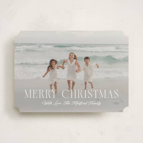 This is a snow holiday photo cards with standard by Anna Elder called chic holiday printing on recycled smooth signature in standard