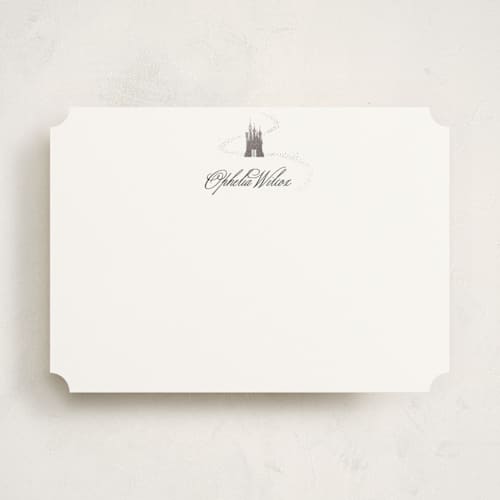 This is a magic personalized stationery thank you cards with foil pressed by Kelly Schmidt called disney's cinderella castle printing on signature in 5x7