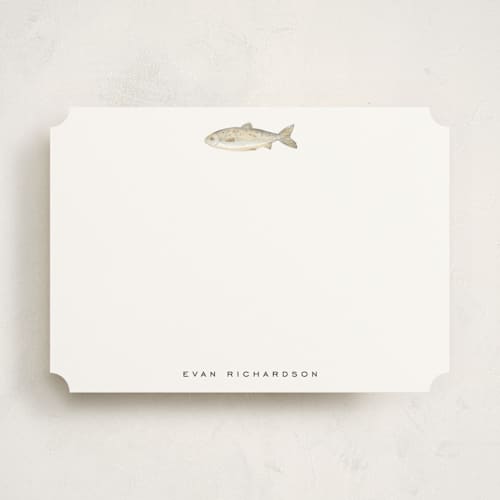 This is a fog personalized stationery thank you cards with standard by Petra Kern called fish printing on signature in 5x7