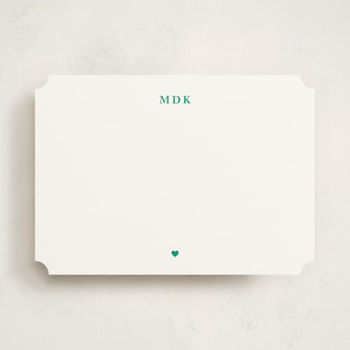 This is a grass personalized stationery thank you cards with standard by mo kelley called a little heart printing on signature in 5x7