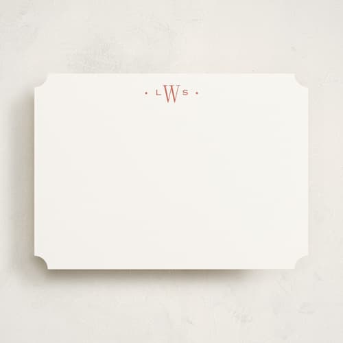 This is a persimmon personalized stationery thank you cards with standard by Carolyn MacLaren called minigram printing on signature in 5x7