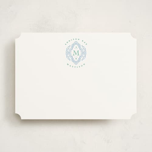 This is a periwinkle personalized stationery thank you cards with standard by Jenna Holcomb called stamped printing on signature in 5x7