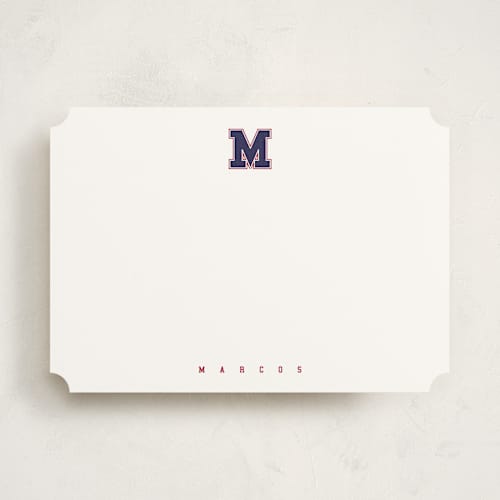 This is a patriot personalized stationery thank you cards with standard by Kamala Nahas called varsity printing on signature in 5x7