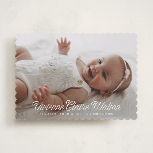 This is a cloud birth announcements with standard by Shirley Lin Schneider called sweet beginning printing on recycled smooth signature in standard