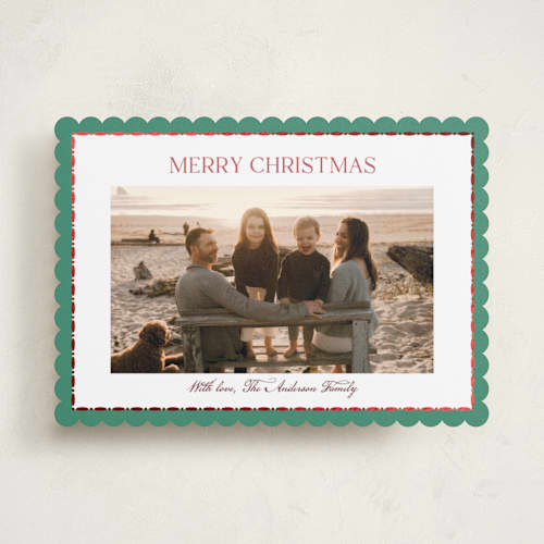 This is a olive grove foil pressed holiday cards with foil pressed by Cass Loh called gilded keepsake border printing on recycled smooth signature in standard