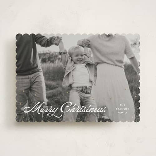 This is a sparkle foil pressed holiday cards with foil pressed by Pixel and Hank called dots printing on recycled smooth signature in standard