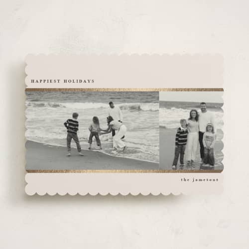 This is a cream foil pressed holiday cards with foil pressed by Iveta Angelova called double line printing on recycled smooth signature in standard