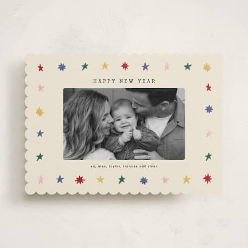 This is a eggnog new year photo cards with standard by Amy Kross called ernestine printing on recycled smooth signature in standard