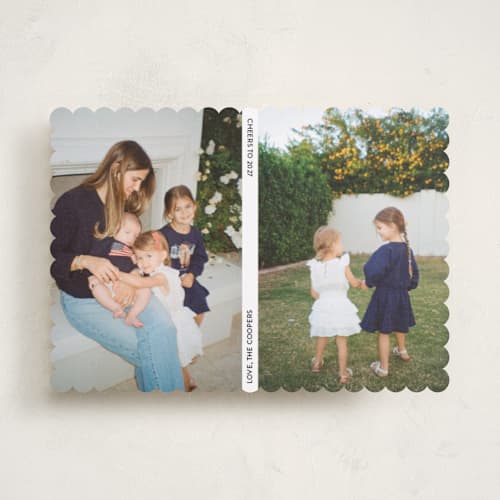 This is a snow new year photo cards with standard by Lindsay Megahed called times two printing on recycled smooth signature in standard