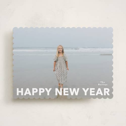 This is a cloud new year photo cards with standard by Angela Thompson called new year edge printing on recycled smooth signature in standard