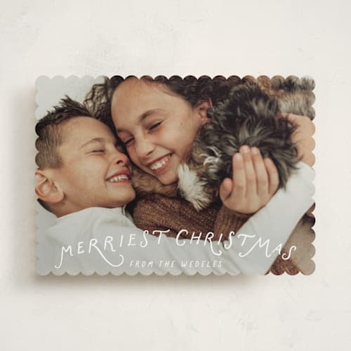 This is a snow holiday photo cards with standard by Sara Hicks Malone called festive arch printing on recycled smooth signature in standard