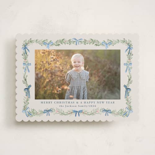 This is a powder holiday photo cards with standard by Petra Kern called garlanda printing on recycled smooth signature in standard