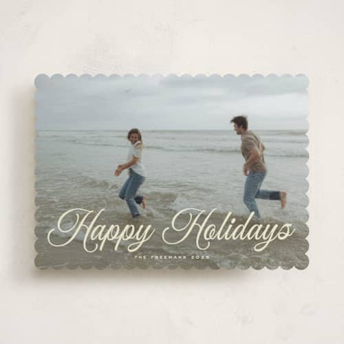 This is a buttercream holiday photo cards with standard by Nicole Walsh called gathered printing on recycled smooth signature in standard