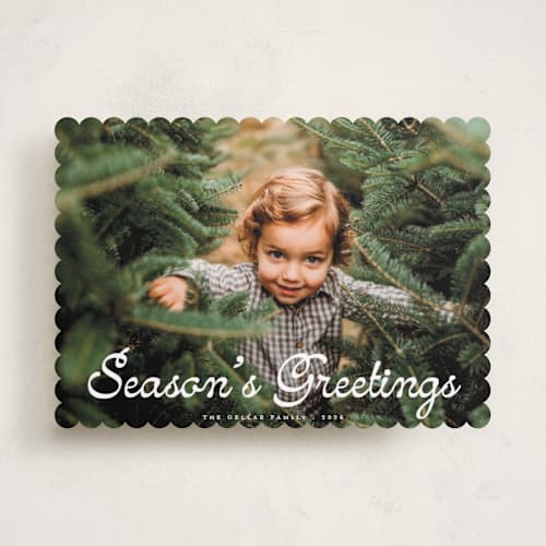 This is a snow holiday photo cards with standard by Morgan Kendall called white christmas printing on recycled smooth signature in standard