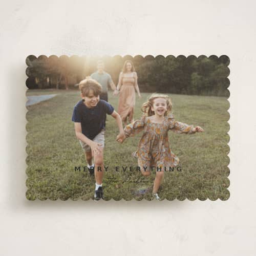 This is a midnight holiday photo cards with standard by Yaling Hou Suzuki called the pursuit of merry printing on recycled smooth signature in standard